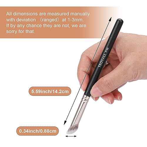 TEOYALL Foundation Contour Conceal Brush Set, 3PCS Angled Synthetic Kabuki Brush for Blending Setting Buffing with Liquid, Cream and Powder Cosmetic (170S/270S/370S)