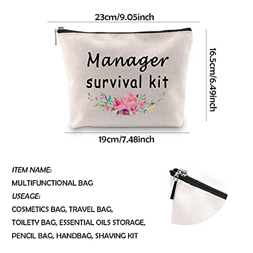 WCGXKO Manager Survival Kit Zipper Pouch Makeup Bag for Leader Manager Coworker (Manager Survival)