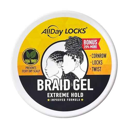 AllDay Locks Braid Gel (5 oz) | Extreme Hold, High Shine | Frizz & Flake-Free Edge Control | Tea Tree, Lavender, Peppermint Oil | Slick & Style Braids, Locks, Twists, Cornrows | 5 oz
