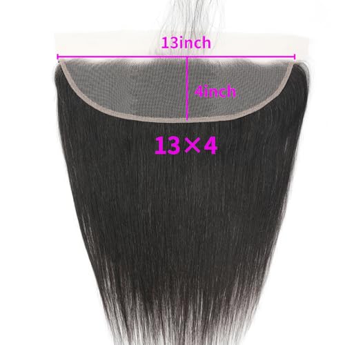 13x4 Lace Frontal Straight Ear to Ear Human Hair HD Transparent Lace Frontal Closure With Baby Hair Skinlike 18inch 100% Virgin Brazilian 13x4 Straight Human Hair Frontal Closure Natural Black