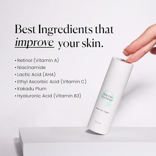 Qure All In One Hyaluronic Acid Serum for Face, Facial Serum With Niacinamides, Retinol, Lactic & Mandelic Acid, Bakuchiol, Peptides & Vitamin C Formulated For Fine Lines & Wrinkles