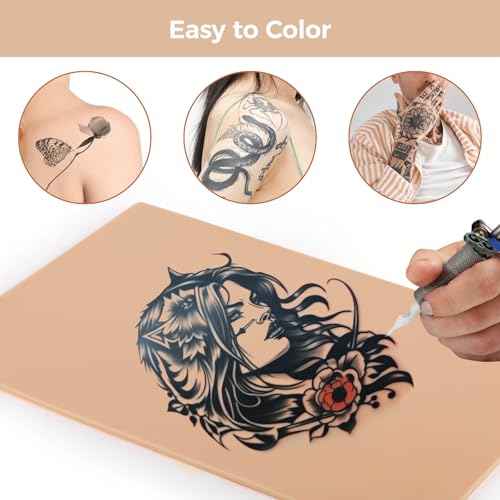10 Pcs Practice Skins, 3mm Thick 12"x8" Double-Sided Fake Skin Pads for Tattoo, Microblading - Silicone Practice Pads for Enthusiasts, Beginners, Artists