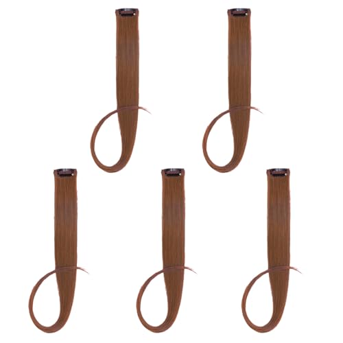 5pcs Dark Auburn Copper Brown Clip in Hair Extensions 100% Human Hair 18 Inch Colored Party Highlights Clip in Extensions for Women Kids Girls