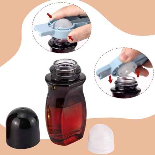 Ellbest 4Pcs Rollerball Bottles Set 50ml Gradient Red Glass Deodorant Roller Bottle with Plastic Roller Ball and 2Pcs Opener Perfume Roll On Bottles Deodorant Containers for Essential Oils (Black Lid)