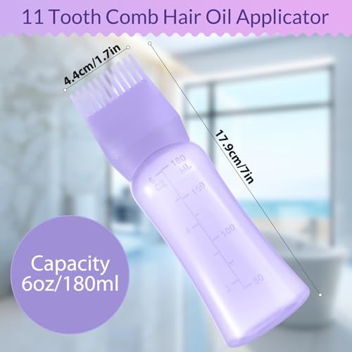 Root Comb Applicator Bottle 6 Ounce Hair Oil Applicator for Hair Dye, Hair Oiler Comb Bottle with Graduated Scale