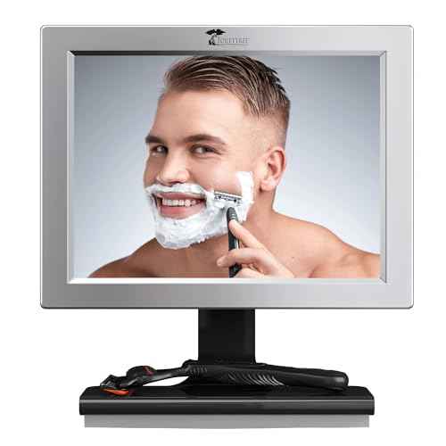 ToiletTree Products Fogless Shower Mirror with Squeegee - Anti-Fog Mirror - Adjustable Shaving Mirror with a Squeegee - Rust-Proof, Impact-Resistance Bathroom Shower Mirror