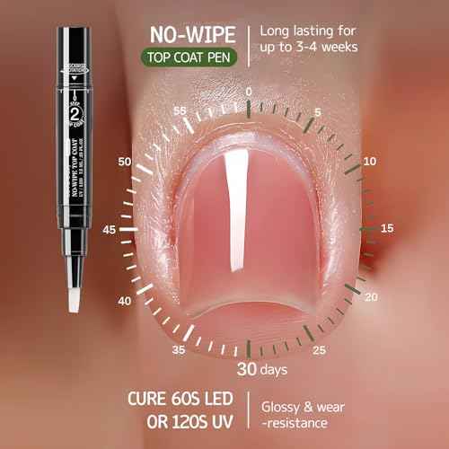 2 Step Nail Polish Pens Set, 6 Pcs Nude Natural Color Builder Base 1 Piece Top Coat Fingernail Toenail Gel Series for Women, Hema Free High Gloss Long Last Portable Ideal Gift (U V Needed)