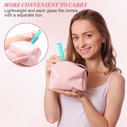 NICEMOVIC 6 Pack Glass Nail File for Natural Nails, Stocking Stuffers for Teen Girls Women Adults, Eater Valentines Birthday Christmas Gifts for Teens Girl Grandkids Mom Wife Her, Nail File and Buffer