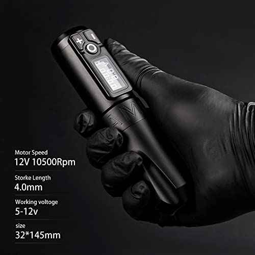 Ambition Trident Wireless Tattoo Machine - Rotary Tattoo Cartridge Machine Battery Pen with 2400mAh Power Coreless Motor Digital LED Display for Professionals and Beginners Tattoo Artist