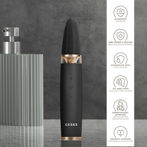 GESKE Electric Pumice Foot Smoothing Multi-Pen | 8 in 1 | Electric Foot File & Exfoliator | 3 Pumice Stone Attachments | for Smooth Feet | Advanced Callus Removal | for Your Pedicure Set