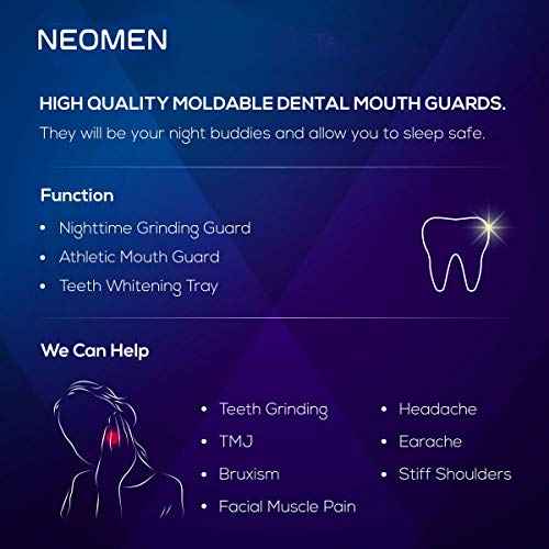 Mouth Guard for Teeth Grinding: Nighttime Dental Guard for Clenching, TMJ Relief - BPA Free, Moldable, Includes 4 Guards for Adults & Kids with Case