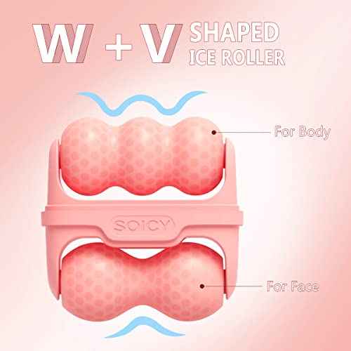 Ice Roller Double Ended, Ice Roller for Face & Eye Puffiness Relief, Ice Face Roller Massager for Migraine Pain, 2 in 1 Facial Ice Roller Skin Care Tool for Whole Body Minor Injury Cold Compress