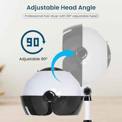 Hooded Hair Dryer, Professional Hood Dryer on Wheels, Sit Under Dryer, Standing Hair Dryer, White