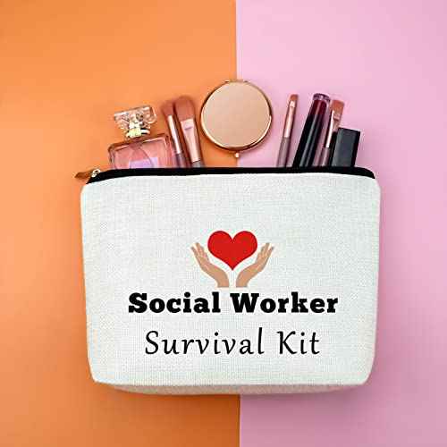 Social Worker Gift Thank You Gift for Woman Makeup Bag Social Work Appreciation Gift Cosmetic Bag Birthday Gift for Social Worker Volunteer Friends Travel Pouch Christmas Thanksgiving Day Gift