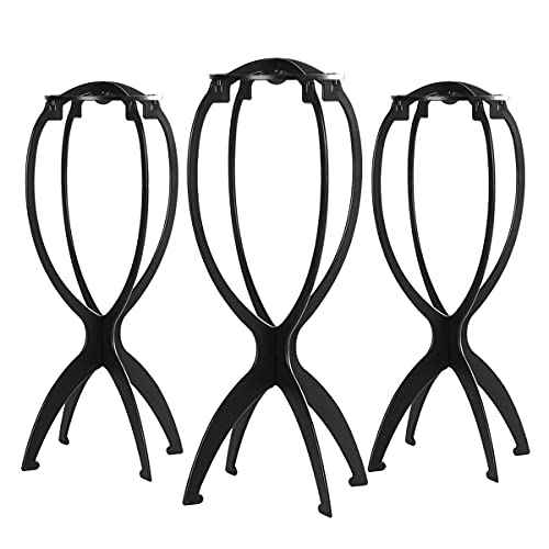 Dreamlover Wig Stand, Wig Head Stand, Wig Holder for Multiple Wigs, Black, 3 Pack