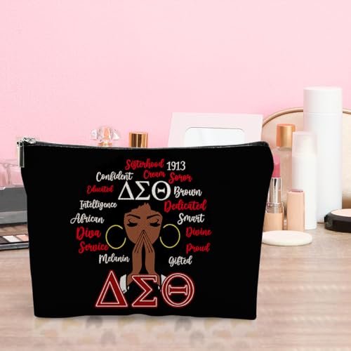 LONGXIN Sorority Gifts Paraphernalia for Women Cosmetic Make up Bag Greek Sorority Gift Makeup Zipper Pouch Bag