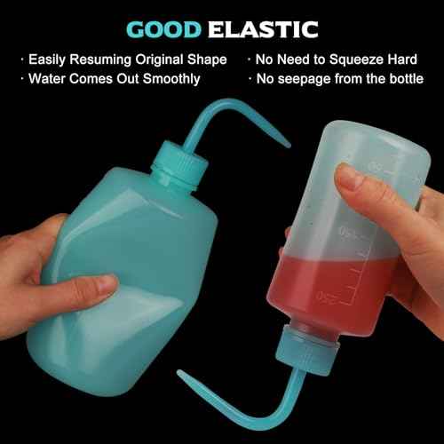 Tattoo Practice Skin and Wash Bottles Kit Includes 5Pcs 3mm Thick 7.4x5.6in Tattoo Skin Practice and 2Pcs 250ml Blue Plastic Squeeze Bottle Watering Tools. (Blue 2pcs + 5pcs Tattoo Practice Skin)
