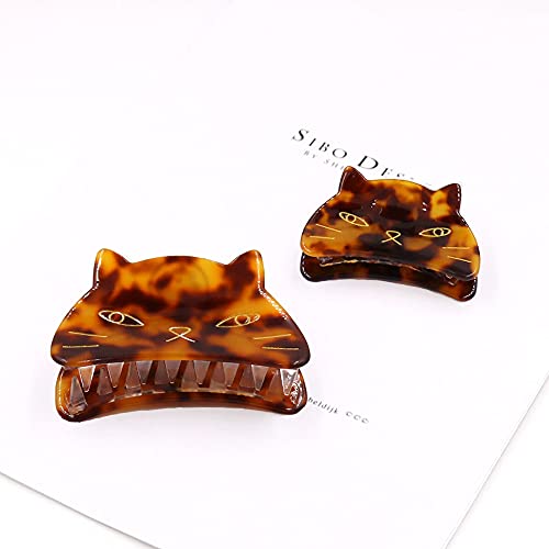 Yusier 2 PCS Cute Cat Claw Hair Claw Clip Two Sizes That Stay in Place Hair Clips Hair Clips fo Women Girl (Tortoiseshell Cat)