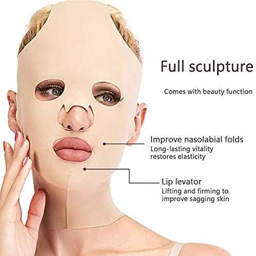 Facial Slimming Strap,Facial Slimming Mask Chin Strap Three Dimensional V Shaped Face Slimming Belt Eliminates Sagging Skin And Improves Contour (Full face)