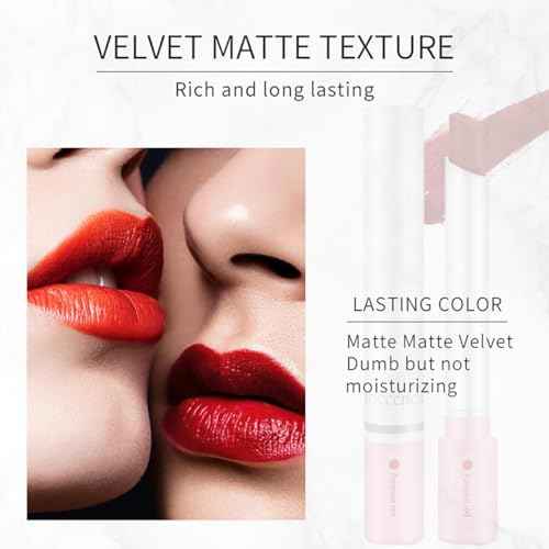 4 Colors Mini Tube Mate Velvet Lipstick, Lip Tint Lip stain Long Lasting 24 hours Waterproof Liquid Lipstick, Red Moisturizer Smooth Lip Stick Cosmetic