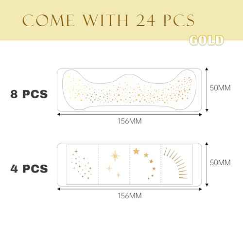 Glitter Freckles Face Tattoo - 24PCS Waterproof Gold Temporary Sparkle Patches for Women, Glow Up Makeup (Gold)