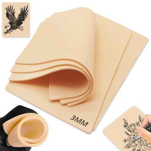 10Pcs Tattoo Practice Skin 7.4 * 5.6'' Tattoo Skins 3MM Thick Blank Double Sides Fake Skin for Practicing for Experienced Artists and Beginner