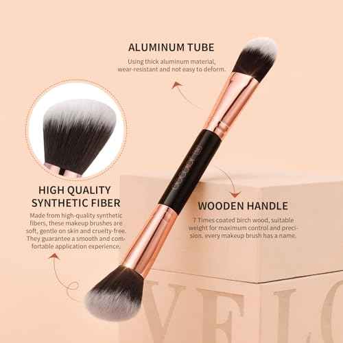 Docolor Double Sided Makeup Brushes, 6Pcs Double Ended Eyeshadow Brush Set Professional Eye Makeup Brushes Set Foundation Eyeshadow Blending Eyebrow Travel Make Up Brushes Kits