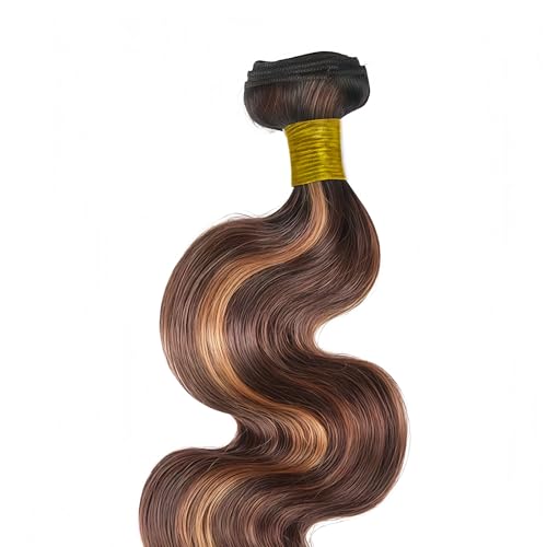 P4/30 Highlight Human Hair Body Wave Bundles 24 26 28 Inch Brazilian Virgin Hair Double Weft Quick Weave 3 Bundles Soft Silky Weave for Black Women