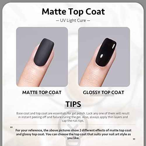 GAOY Matte Gel Top Coat for Gel Nail Polish, 16ml No Wipe Matte Finish for Long Lasting UV Light Cure Nail Art DIY