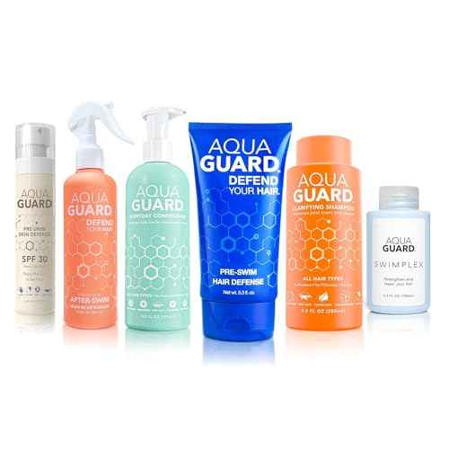 AQUA GUARD Swim Hair Rescue Bundle | Pre-Swim Protection & Post-Swim Repair Kit | Includes Hair Defense, Shampoo, Conditioner, Detangler, Hair Mask & SPF Skin Defense | Chlorine Care For Swimmers