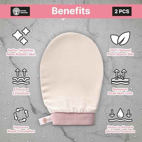 ? Vegan Silk Exfoliating Glove (2pcs) for Face, Body, and Hands | Natural Body Scrubber for Dead Skin Removal | Exfoliating Mitt Eco-Friendly, Perfect for Spa, Bath, and Shower
