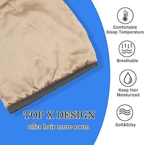 2 Pcs Adjustable Silk Satin Night Cap, Women's Men's Sleep Cap, Silk Lined Slouchy with Adjustable Strap, Curly Hair Head Scarf, Night Caps, Black+blue2