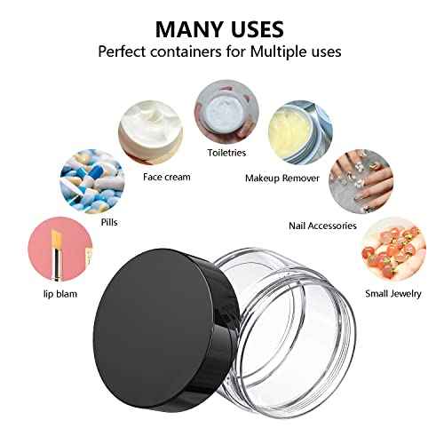 Travel Size Containers for Toiletries, 3 Size 0.17/0.5/1 OZ Small Cosmetic Jars for Makeup Face Creams Moisturizer Lotion, with 2 Pieces Mini Spatulas for Gift (6 Pieces)