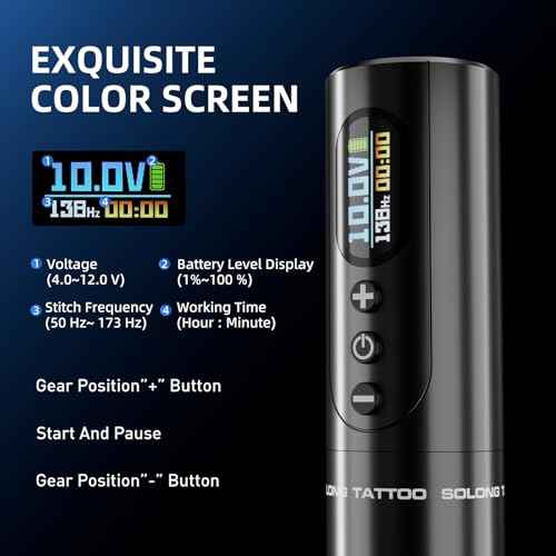 Tattoo Machine with Two Fast Charging Batteries Digital LED Display Rotary Tattoo Pen for Artists Black