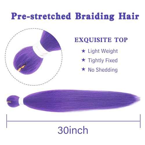 Beyond Beauty Long Purple Braiding Hair 30 Inch, Pre Stretched Synthetic Braiding hair for Braids,2 Packs Purple Rumi Hair Extensions for Stage Party Halloween Costume Cosplay