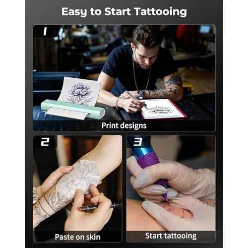Itari M08F Wireless Tattoo Stencil-Printer - Tattoo Transfer Machine Thermal Copier with 10pcs Transfer Paper, Bluetooth Stencial Printer for Tattooing, Compatible with Smartphone & PC, Green
