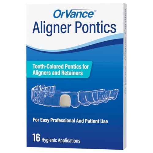OrVance Aligner Pontics - Original (Medium) Shade (16 Count) | Temporary Tooth Replacement for Invisalign, Aligner Trays and Clear Retainers During Orthodontic Treatment