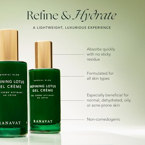 RANAVAT Refining Lotus Gel Cream - Hydrating Gel Moisturizer & Pore Minimizer ? Improves Radiance & Texture with Hyaluronic Acid & Floral Ketoacids (1.7 oz)