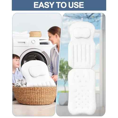 YSJILIDE Full Body Bath Pillow for Bathtub, Spa Bath Pillows for Tub Neck Head Neck Shoulder and Back Support, with Non-Slip Suction Cups/4D Air Mesh