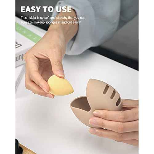 CORNERIA Integrated Makeup Sponge Travel Case, Silcone Washable Reusable Makeup Sponge Holder, Blender Holder Beauty Makeup Sponge Protective Carrying Case
