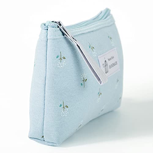 Qikuver Canvas Cosmetic Bags, 2 Pieces Cosmetic Bags for Women, Makeup bag Cute Cosmetic Bag Organizer Small Mini Makeup Pouch for Purse Toiletry Bag