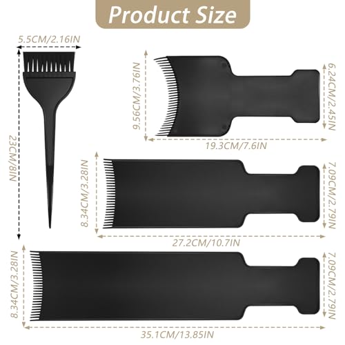 4 PCS Balayage Highlighting Board and Highlighting Brush Kit, 1 Hair Dye Brush and 3 Balayage Highlighting Board with Teeth Hair, for Hair Dye, Hairstylist Accessories Brushes