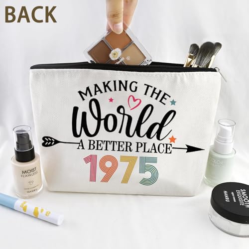 50th Birthday Gift For Her Women Wife Aunt Makeup Bag 50 Year Old Woman Cosmetic Bags Happy Birthday Gifts For Grandma Mother Mother'S Day Gift Christmas Gift Travel Makeup Bag