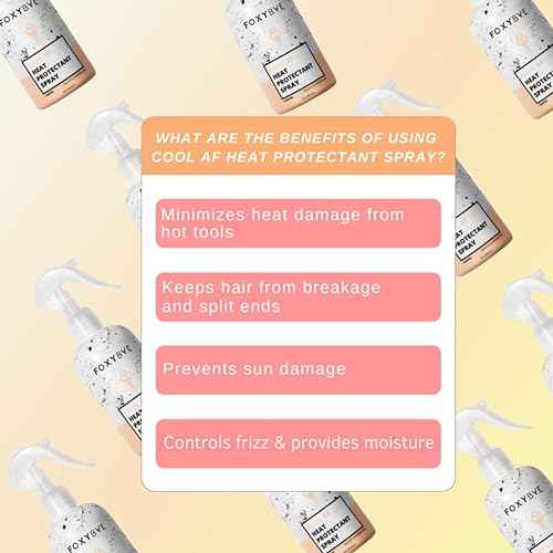 FoxyBae Heat Protectant Spray - Thermal Hair Styling Mist for Curling Iron & Blow Dryer - Prevents Frizz, Damage & Breakage, 8oz
