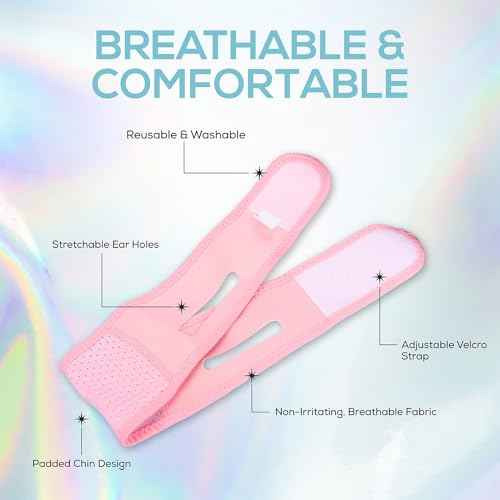 Venus Visage Face Lifting Strap for Jaw Line Definition - Reusable Lifting Chin Strap for Sleeping - Visually Sculpts Double Chin (Pink)