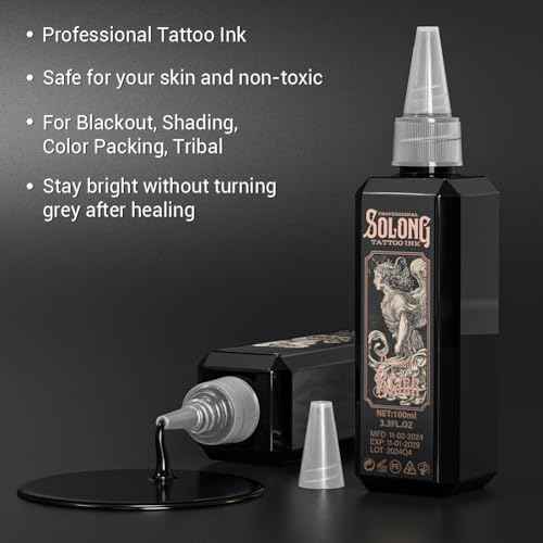 Tattoo Ink,Solong S Series 3.4oz(100ml) Professional Black Tattoo Ink for Outlining,Shading and Blending-Premium Black Tattoo Supplies,TI303S-100-031