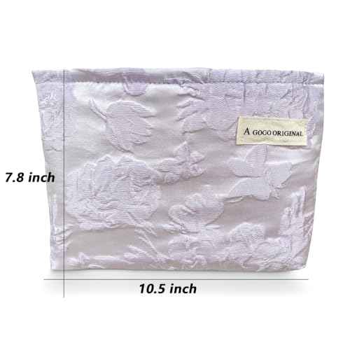 Makeup Bag Purple Makeup Bag, Floral Makeup Organizer Small Cosmetic Bag Zipper Pouch Makeup Pouch Preppy Stuff Travel Essentials Toiletry Bag for Women