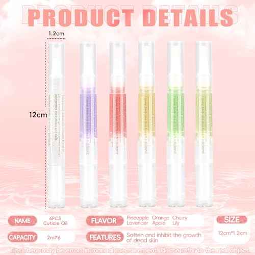 Meschett Nail Nutrition Pen,6PCS Nail Cuticle Oil Pen Set Nail Nutrition Oil Nail Care for Repairing Cracked & the Dry Cuticle (Mix Flavors)