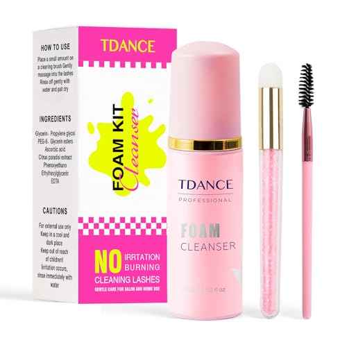 TDANCE Eyelash Extension Cleanser + Brush (60ml) / Shampoo / Wash for Extensions & Natural Lashes / Unscented, Oil, Paraben, Sulfate Free / For Professional & Home Use