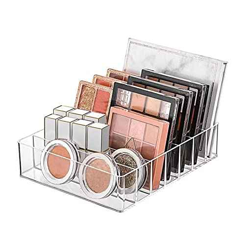 Makeup Organizer for Eyeshadow Palette and Lipstick Organizer, 7 Section Divided Makeup Palette Organizer for Vanity Drawer Countertop Modern Cosmetics Storage(7.48" x 6.22" x 1.77")